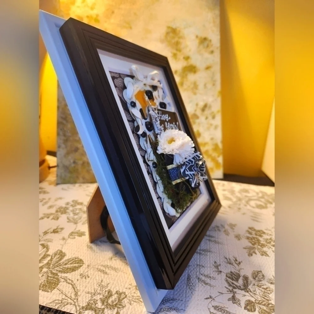 Handcrafted 3D Framed approx (7.5 x 9) GardenFloral Design.Home Decor or gift it